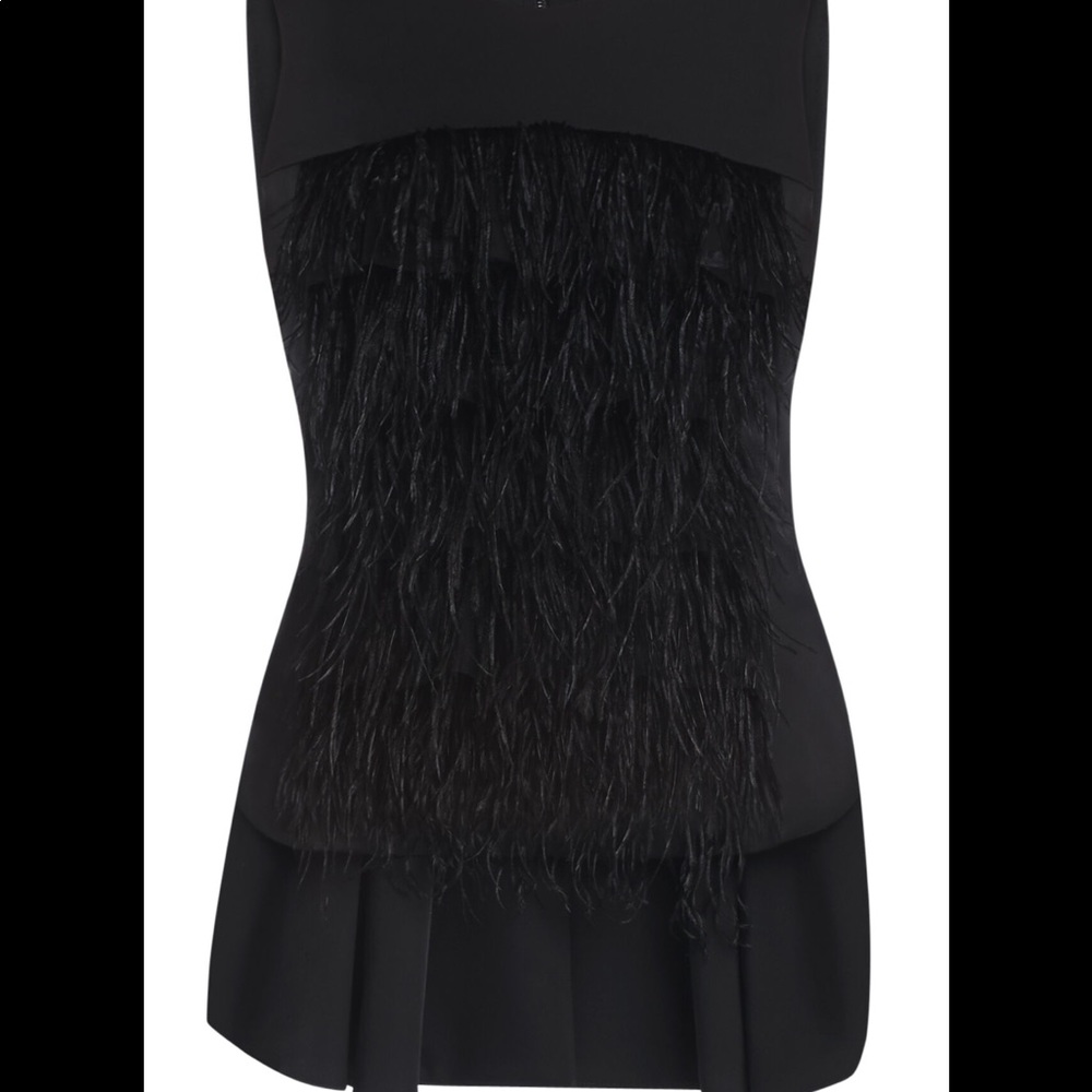 Bcbgmaxazria Shilow feather fringe top-black-XXS
